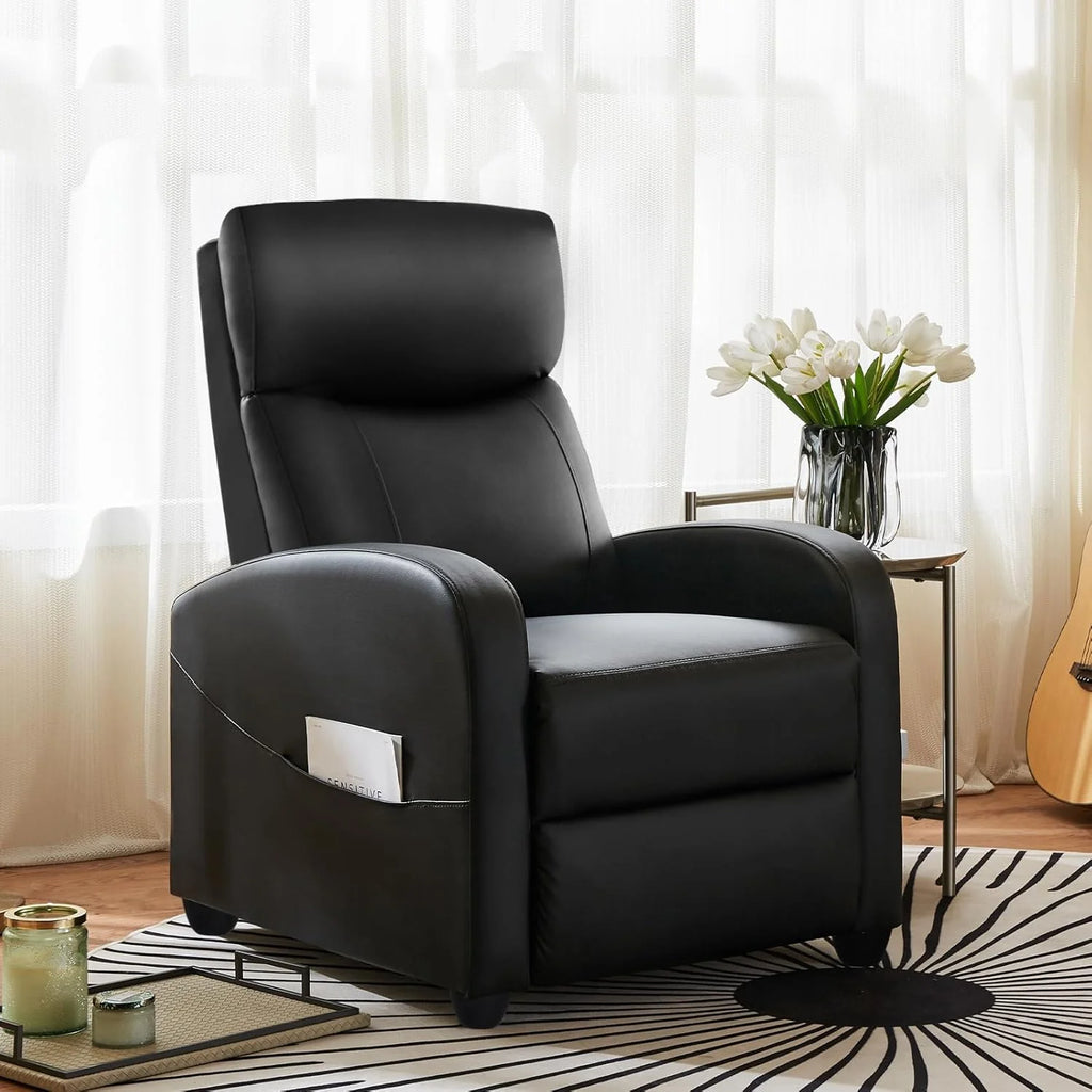 DUMOS Recliner Chair for Adults, Massage Reclining Chair for Living Room, Adjustable Home Theater Seating Single Sofa with Padded Seat Backrest and Footrest, Linen, Grey
