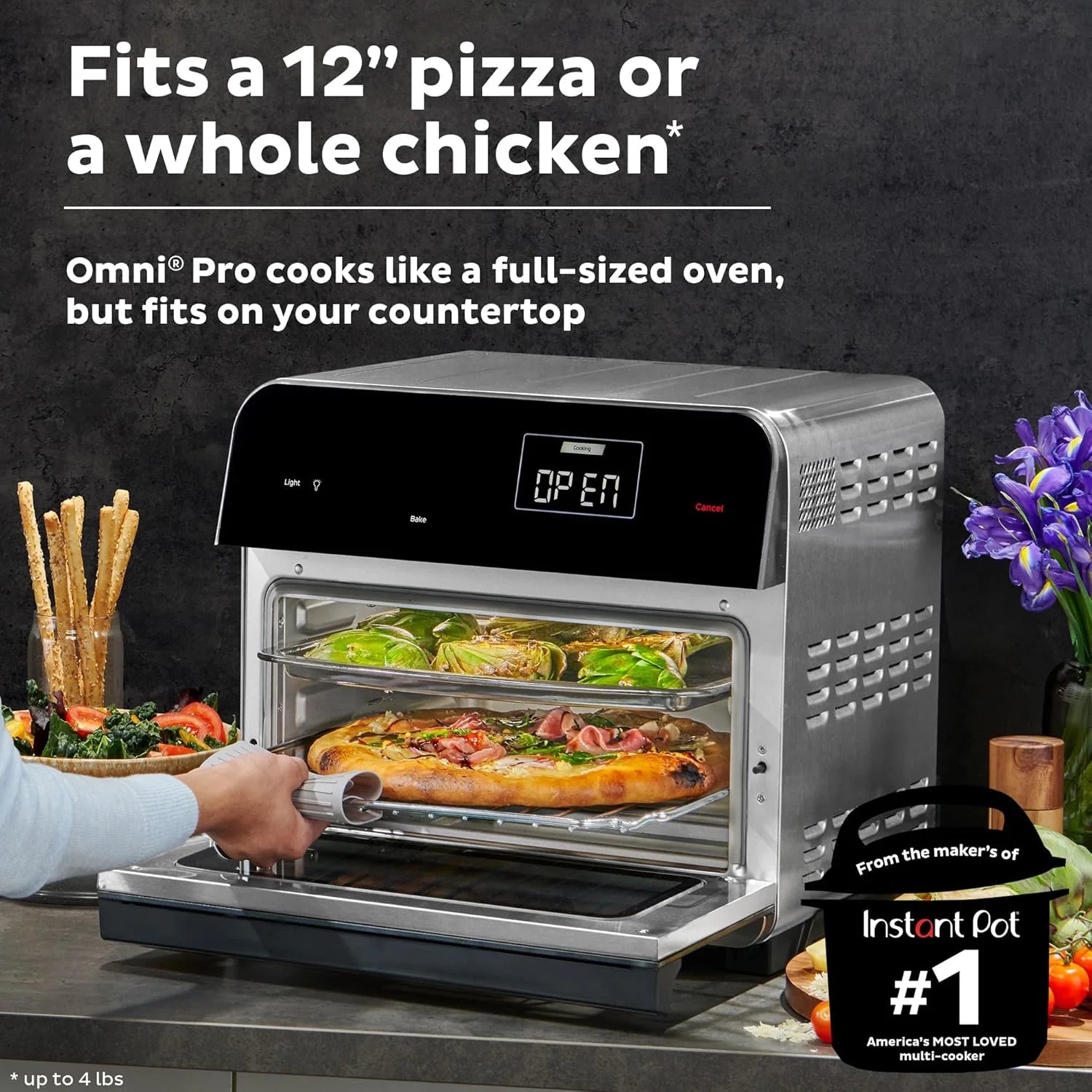 Instant Pot Omni Plus 19QT/18L Toaster Oven Air Fryer, 10-in-1 Functions, Fits 12 Pizza, Crisp, Broil, Bake, Roast, Toast, Warm, Convection, 100+ In-App Recipes, from the Makers of Instant Pot, Black