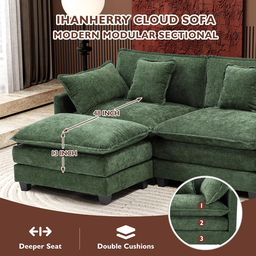 ihanherry 146-inch U-shaped modern sofa modular area cloud sofa