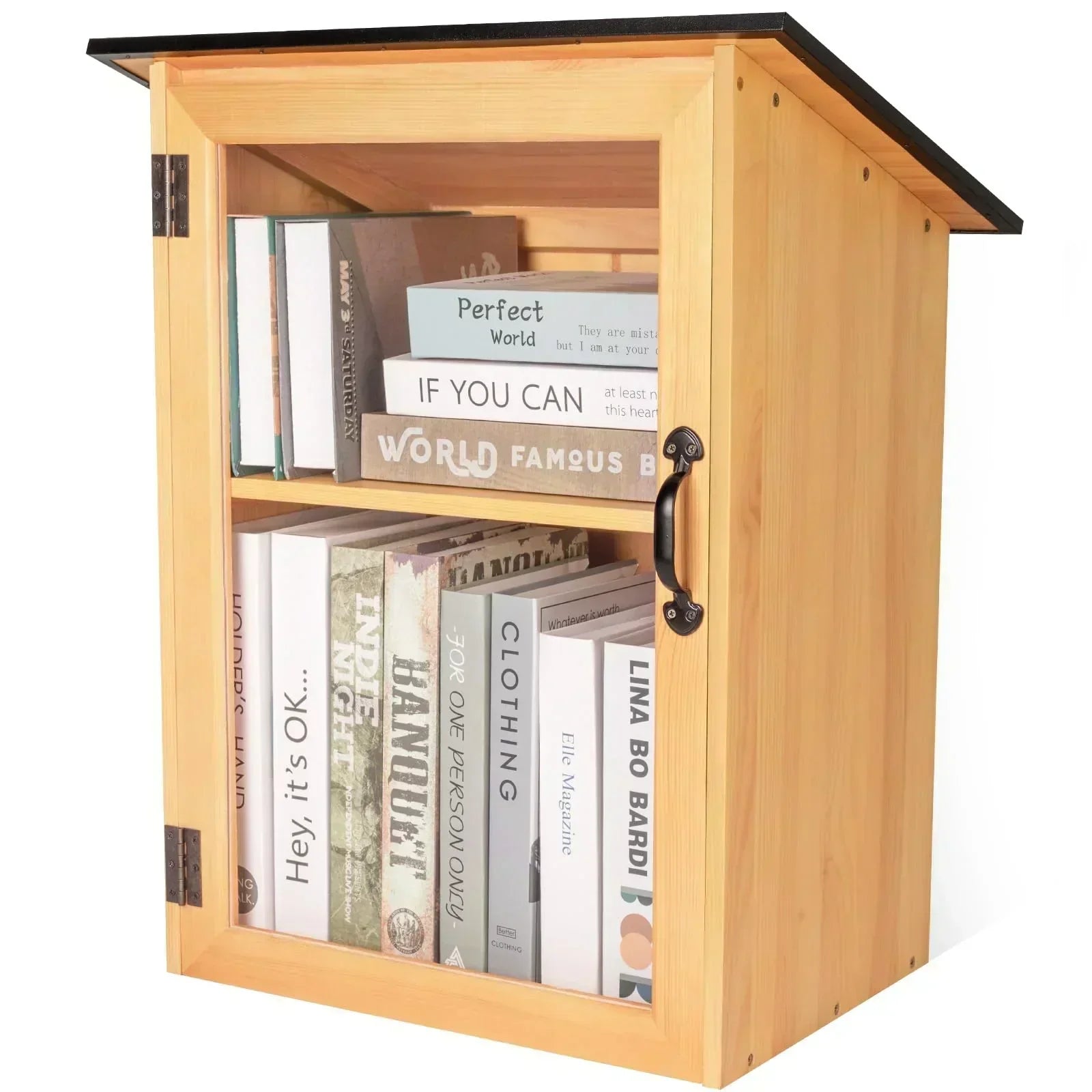 Outdoor Library Book Box Double Free Literature Exchange Box Outdoor Book Storage Wood Cabinet