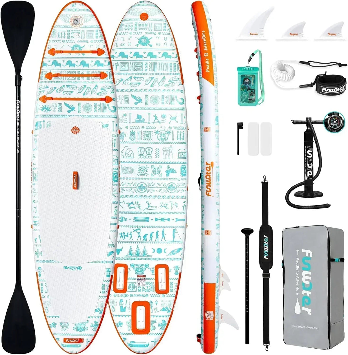 FunWater Inflatable Stand Up Paddle Board Premium SUP Paddle Accessories EVA Deck