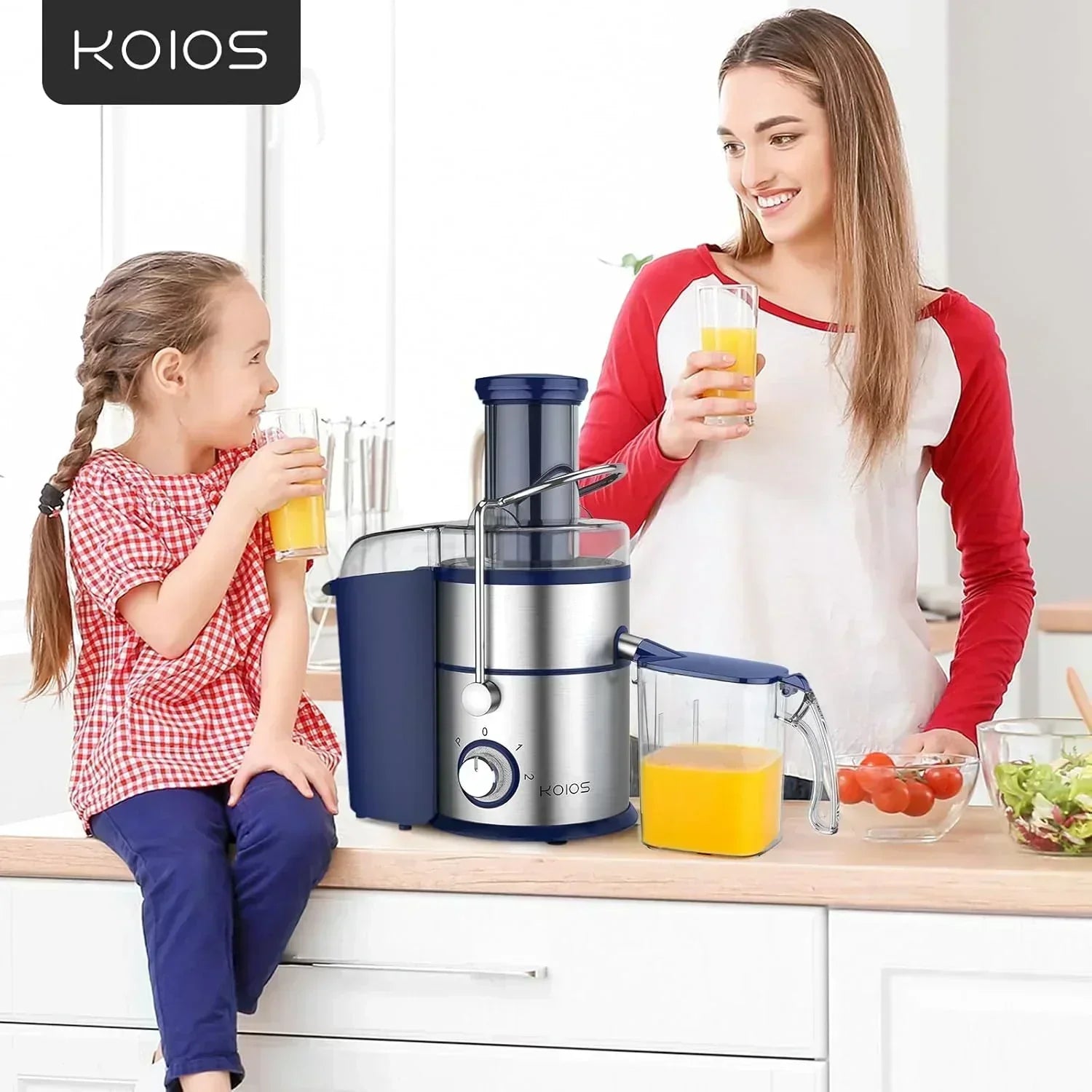 1300W KOIOS Centrifugal Juicer with Extra Large 3 Feed Chute and Titanium Filter