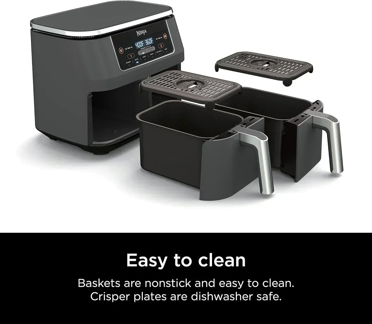 Ninja Foodi 6-in-1 FlexBasket Air Fryer with 7 QT MegaZone Basket Divider for Large Proteins