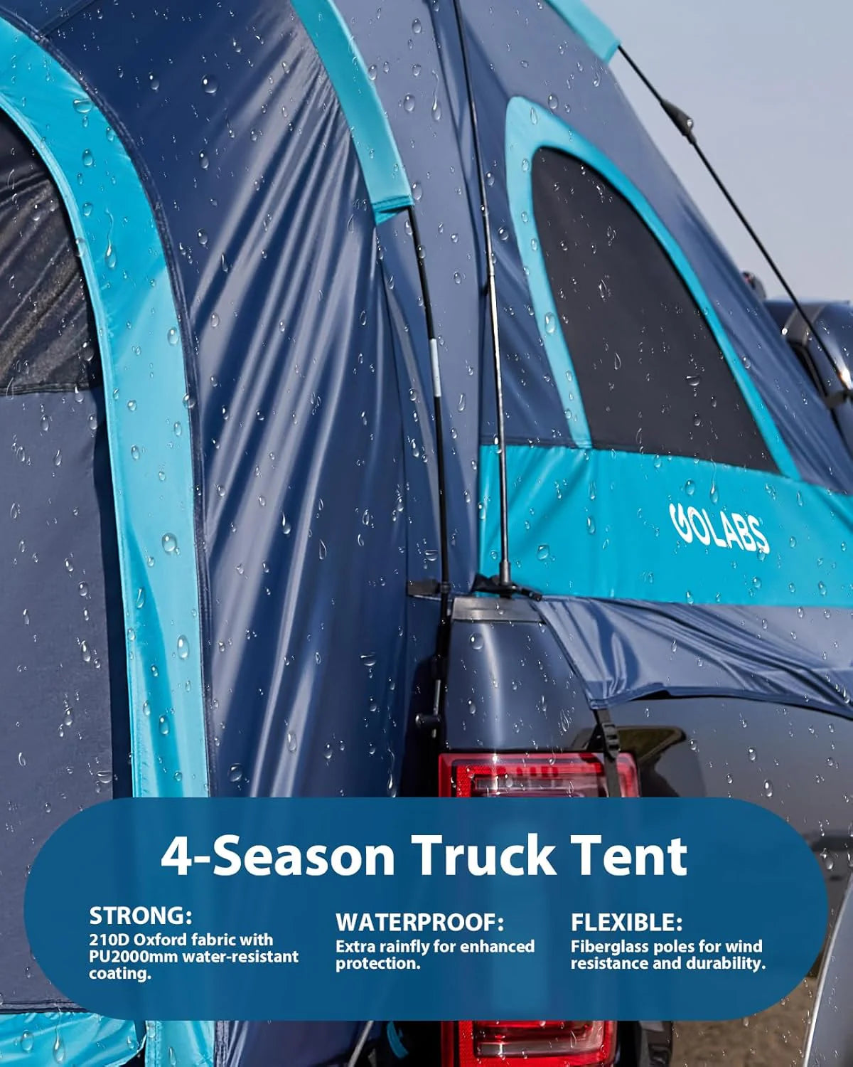 Golabs Truck Bed Tent for 5.5-6.5 Ft Bed, 5-Minute Easy Setup by Pre-Assembled Design, Waterproof PU2000mm, 2-Person Portable with Extra Rainfly Cover for Camping & Outdoor, Includes Storage Bag