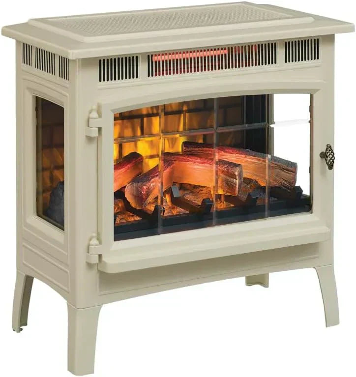 Freestanding Electric Fireplace Stove Heater with 3D Flame Effect for 1000 Sq. Ft
