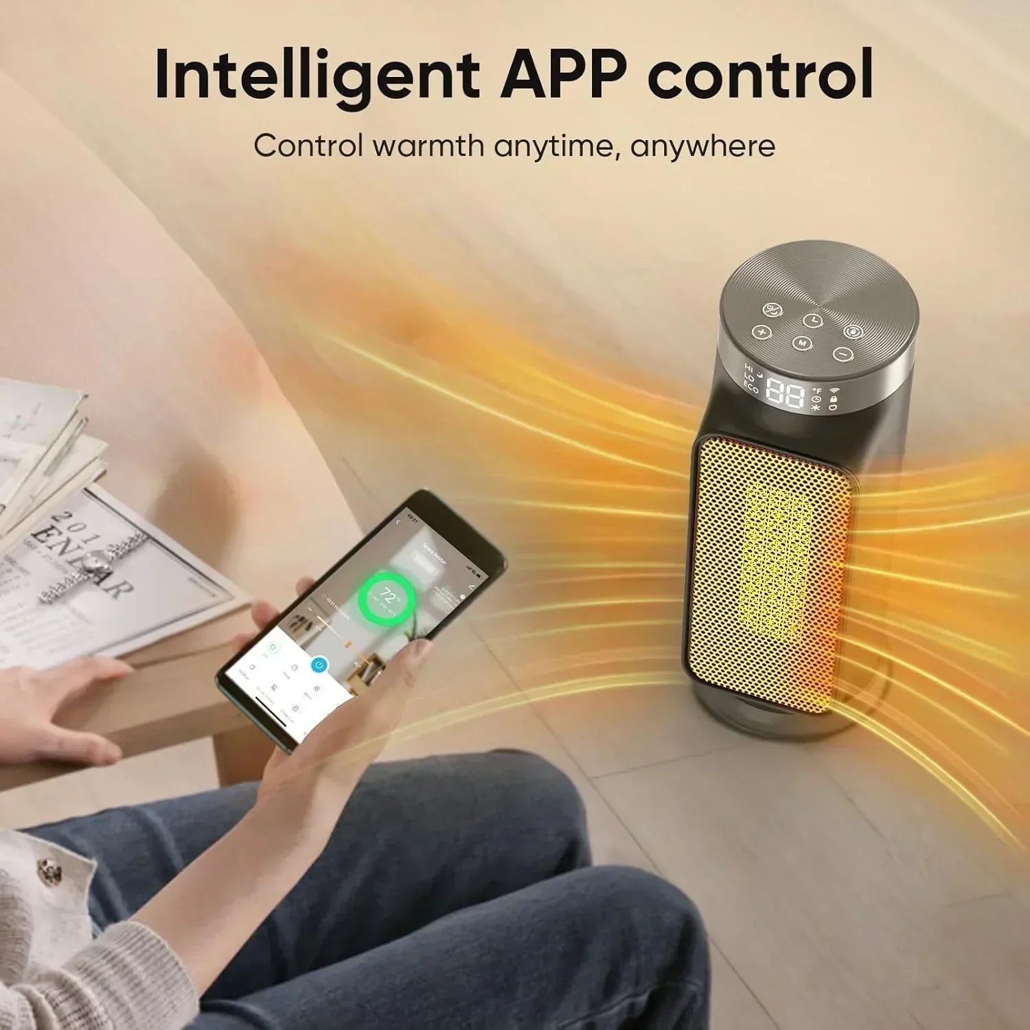 1500W Indoor Space Heater Smart PTC Electric Heater with Wifi App and Remote Control Overheat
