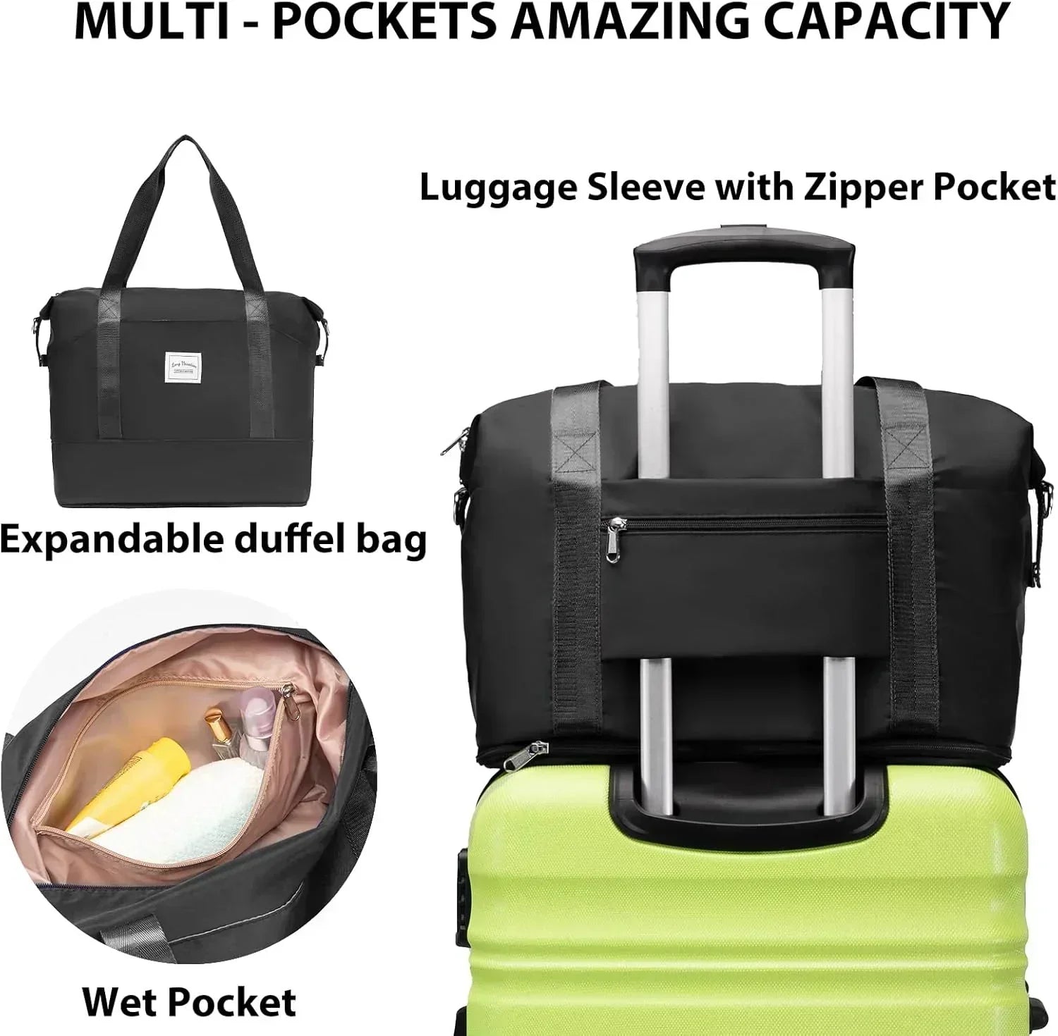 LONG VACATION 6 Piece Luggage Set Carry on Suitcase with ABS+PC hardshell Spinner Wheels