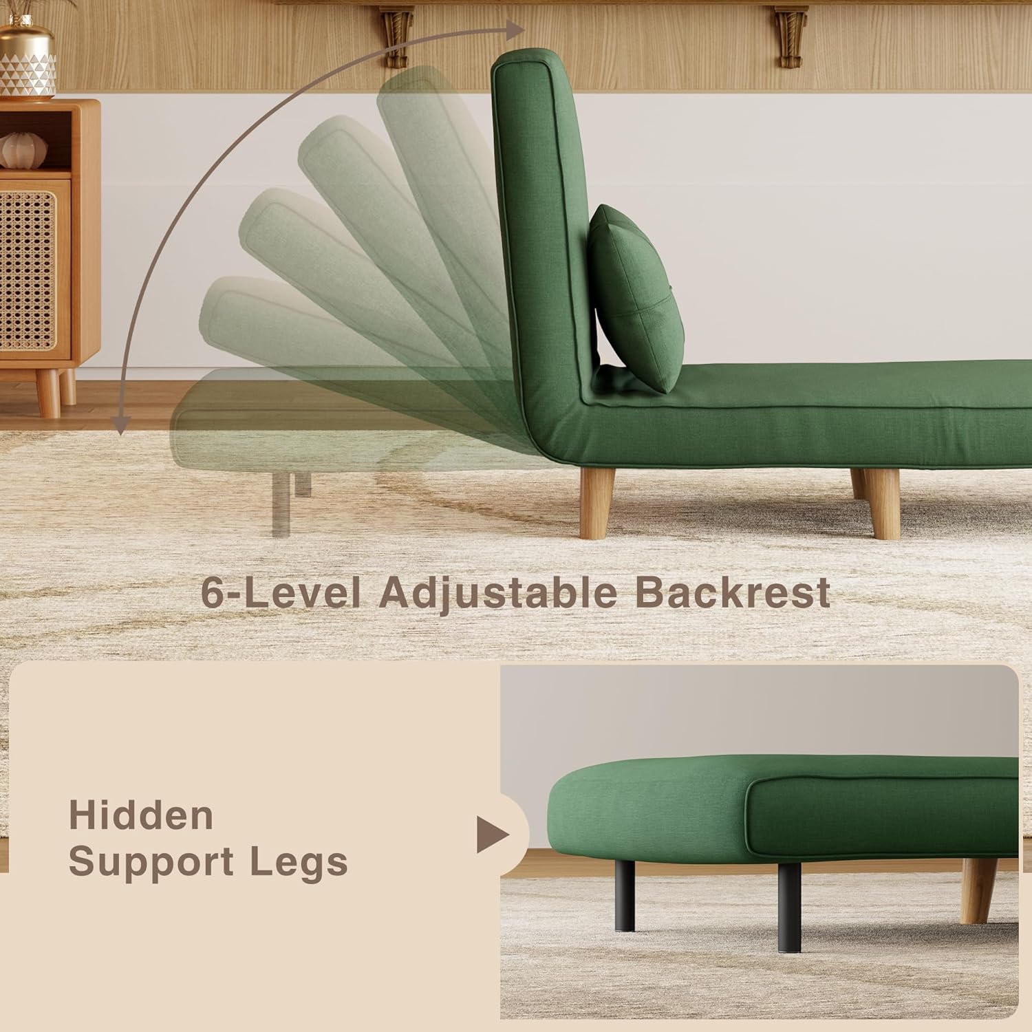 3-in-1 sleeper chair bed convertible chair bed futon sofa with adjustable backrest