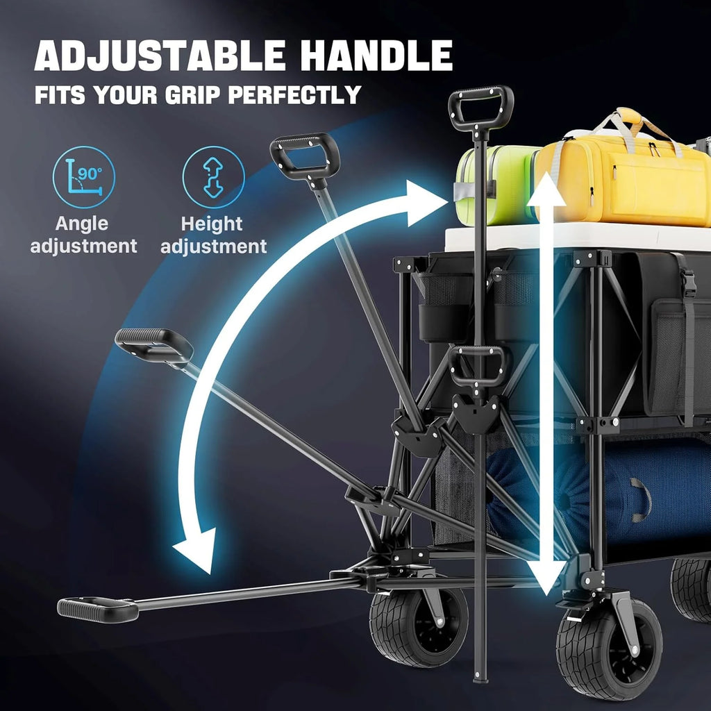 48 Extra Large Folding Travel Cart, 560 lb Capacity, 350 L Heavy Duty Utility Cart with Brakes and All-Terrain Wheels