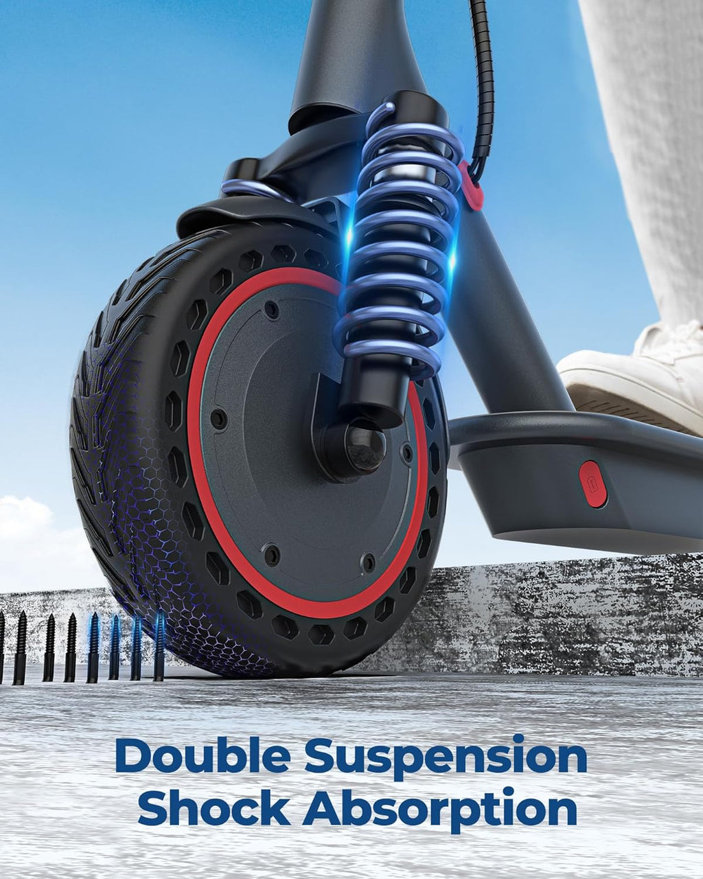 Volpam electric scooter Powerful electric motor Solid tires 28/21/12 mile range