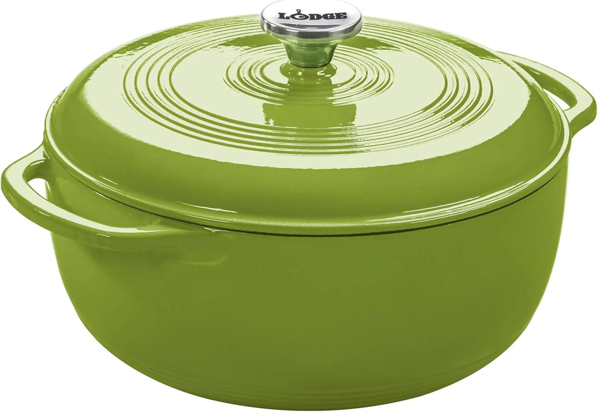 Lodge Essential Enamel Cast Iron Dutch Oven - Perfect for Bread Baking, Braising, Marinating & Slow Cooking - Features Moisture-Sealing Lid & Dual Handles - Kitchen Essentials - 6 Quarts - Caribbean Blue
