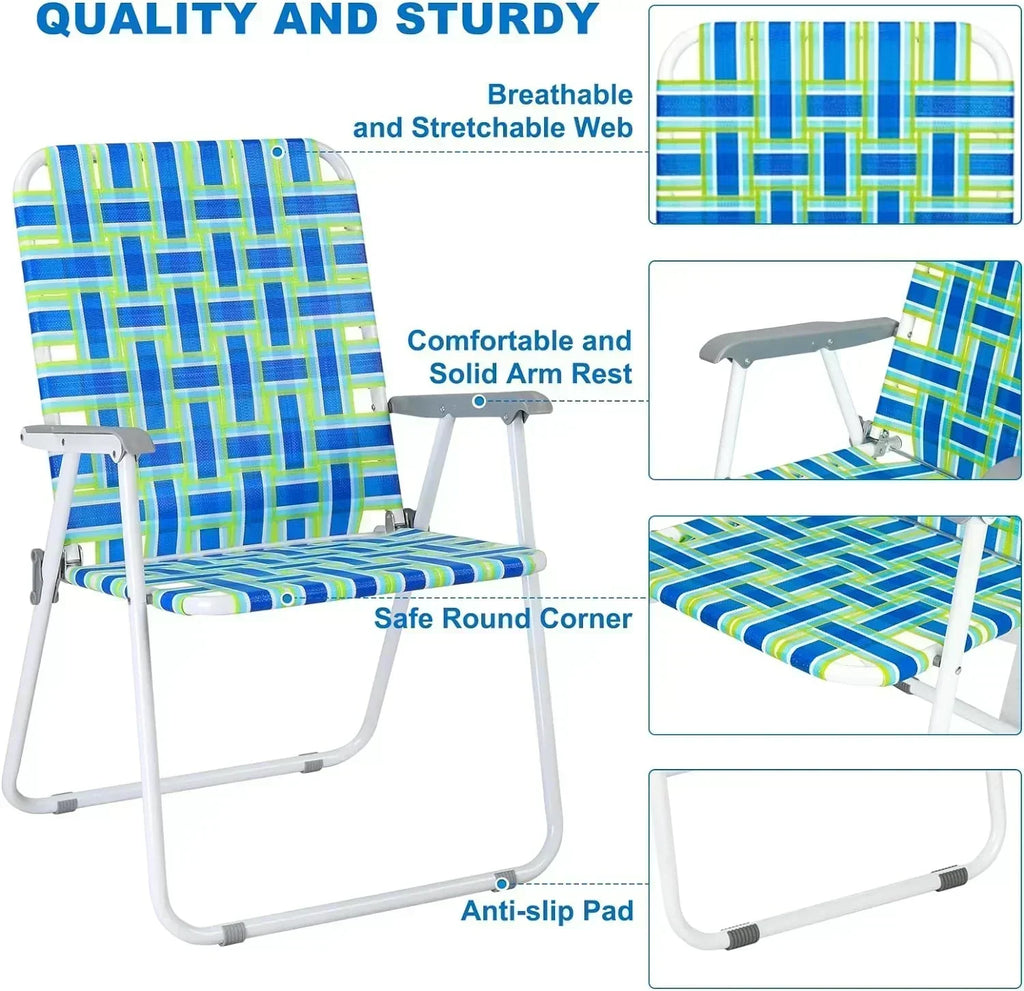 VINGLI Patio Lawn Webbed Folding Chairs Set of 2 Outdoor Beach Portable Lawn Chair