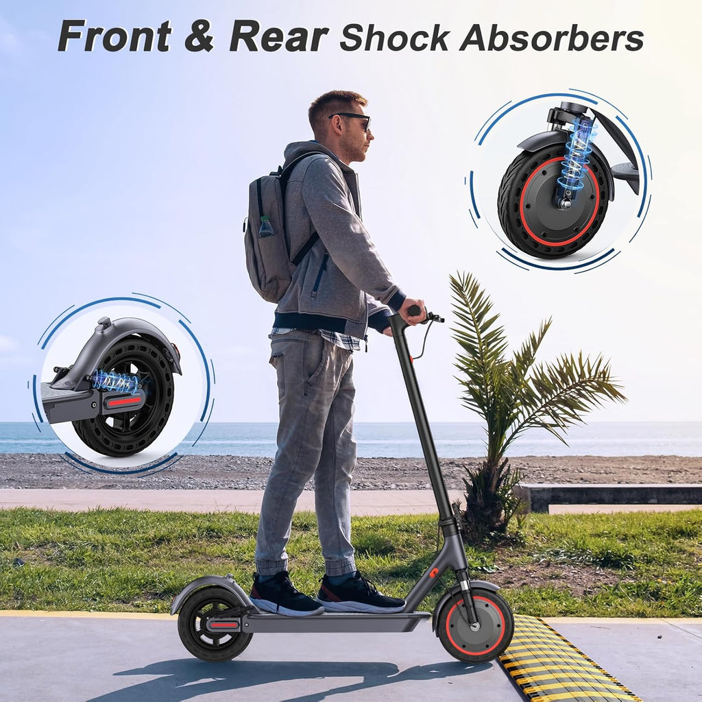 Electric Scooter, 350W/500W Powerful Motor, 8.5/10 Solid Tires, 19/22Mph, 28/21/12 Miles Range,Dual Braking