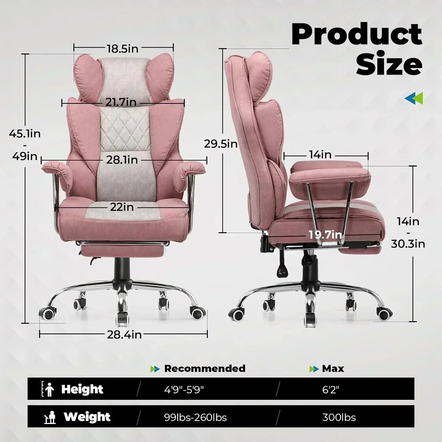 Large high back office chair high back leather gaming chair with footrest