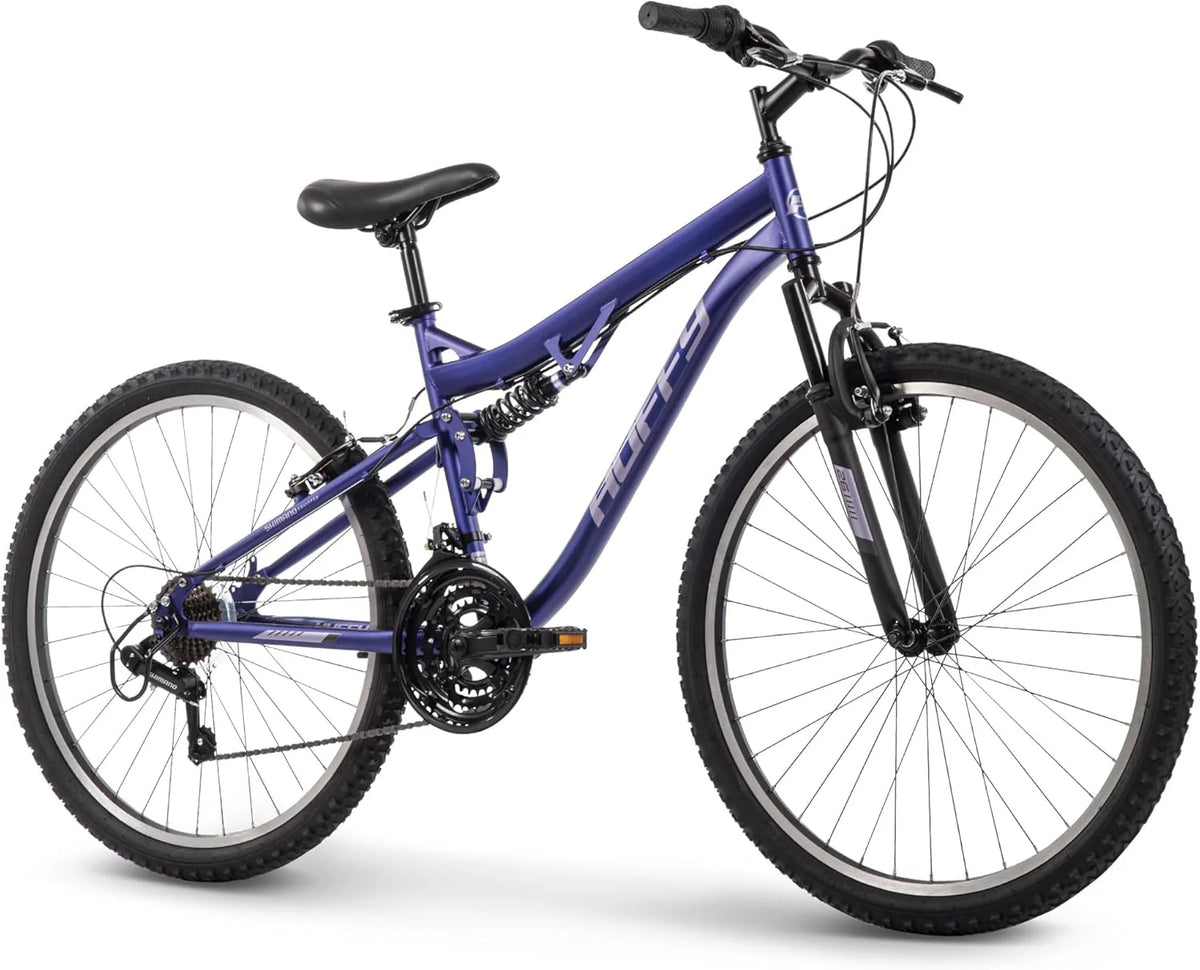 Huffy Stone Mountain Hardtail Mountain Bike for Boys/Girls/Men/Women, 20/24/26 Sizes, 6 or 21 Speed Shimano Twist Shifting, Front or Dual Suspension, Comfort Saddle, Sleek Colors