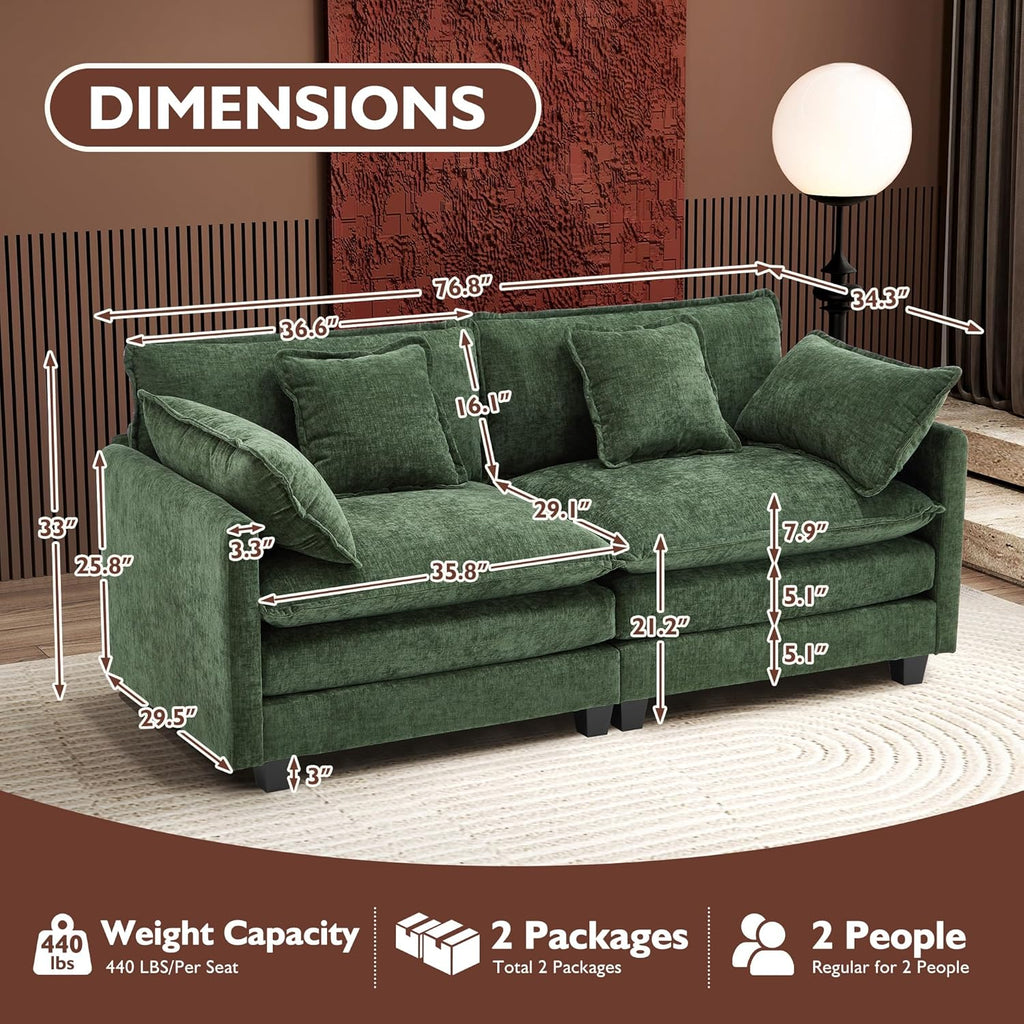 ihanherry 146-inch U-shaped modern sofa modular area cloud sofa