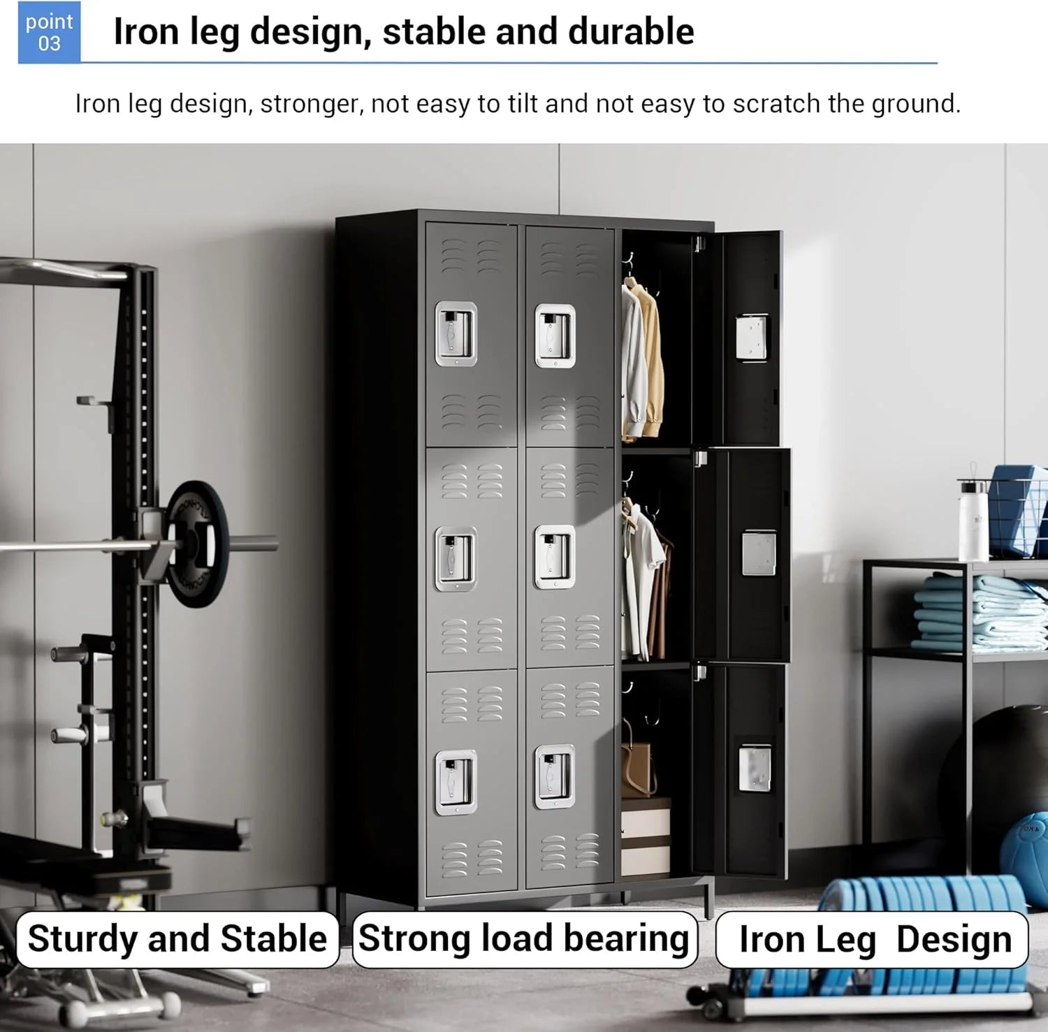 GAOMON Locker for Employees, 6 Doors Locker Cabinet with Hooks, Storage Locker for Home, Office, Gym, School, Assembly Required, Black