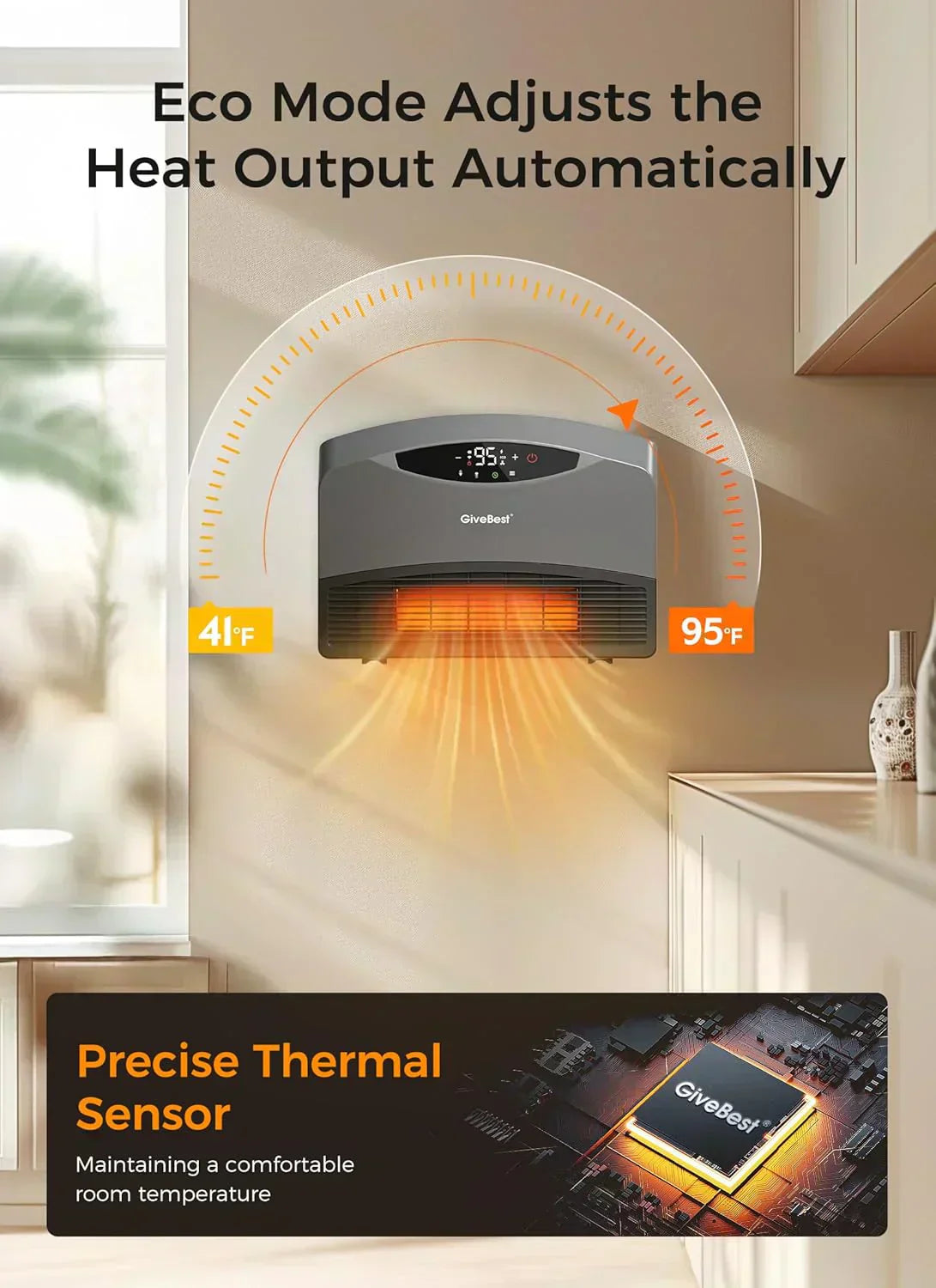 Wall mounted electric heater with WiFi and remote control floor standing heater 1500W