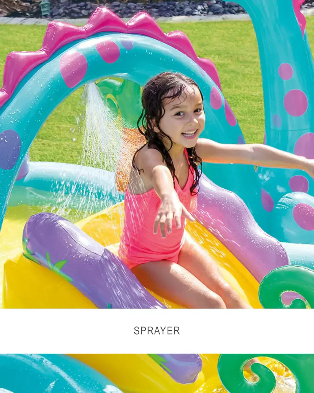 Intex 96 x 78 x 28 Inflatable Jungle Adventure Play Center Spray Kiddie Pool Water Slide