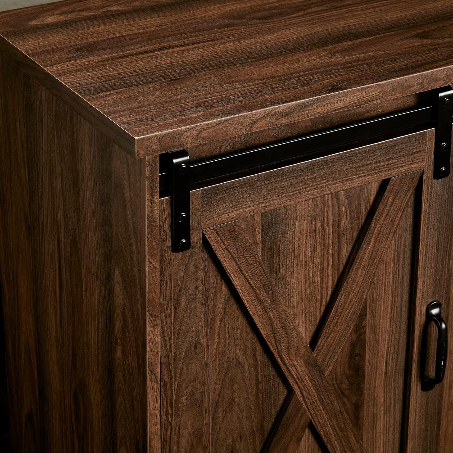 AMERLIFE Fireplace TV Stand with Sliding Barn Door  Farmhouse 63 Fireplace Entertainment Center