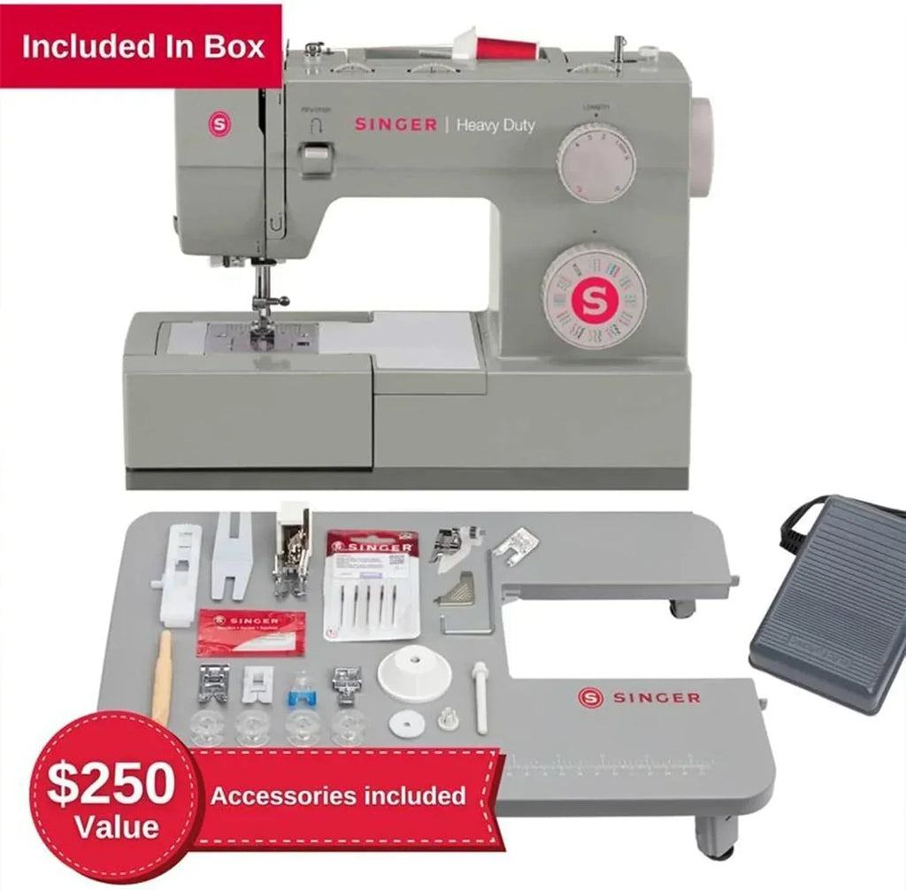 SINGER Heavy Duty 4452 High Speed Sewing Machine Accessory Kit Strong Motor 110 Stitch Applications