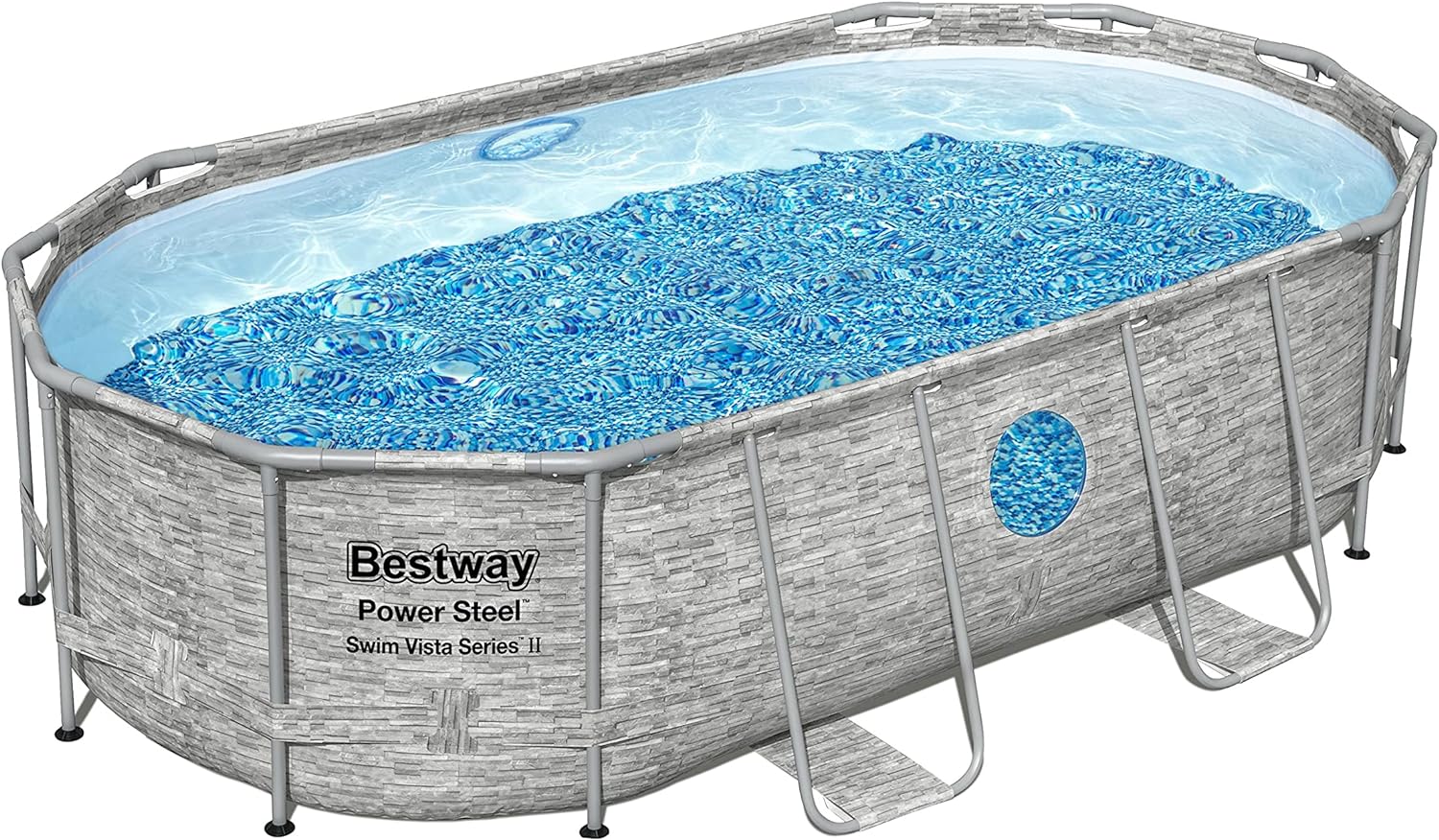 Power Steel 14' x 8'2 x 39.5 Oval Above Ground Pool Set Includes 530gal Filter Pump Ladder