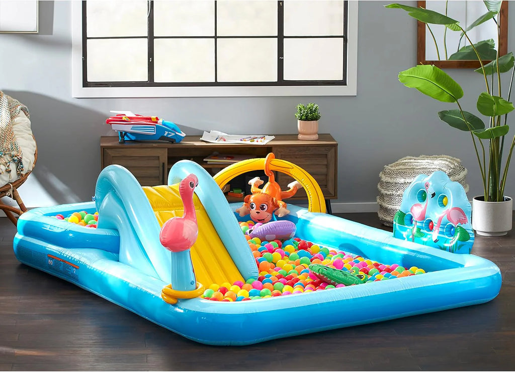 Intex 96 x 78 x 28 Inflatable Jungle Adventure Play Center Spray Kiddie Pool - Backyard Kids Water Slide, Outdoor Blow-Up Splash Pad for Toddlers