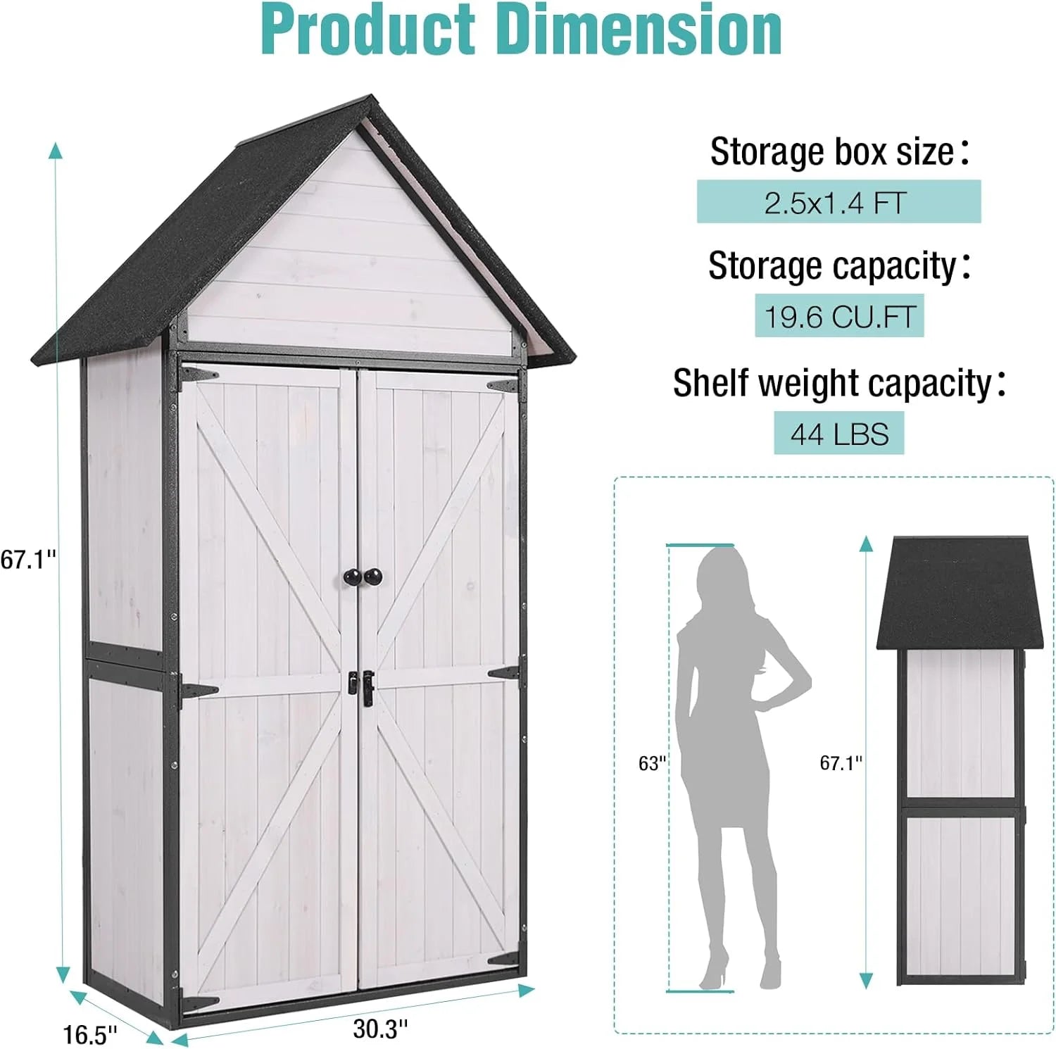 Sheds Outdoor Storage Garden Shed with Metal Frame Structure and Adjustable Shelves
