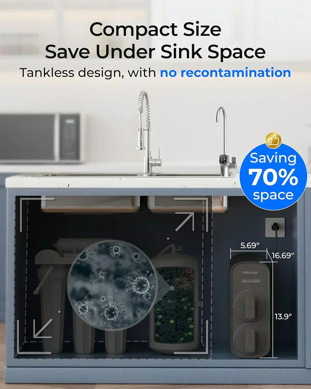 WaterDrop G5P700 reverse osmosis water filter 700G fast flow reverse osmosis system