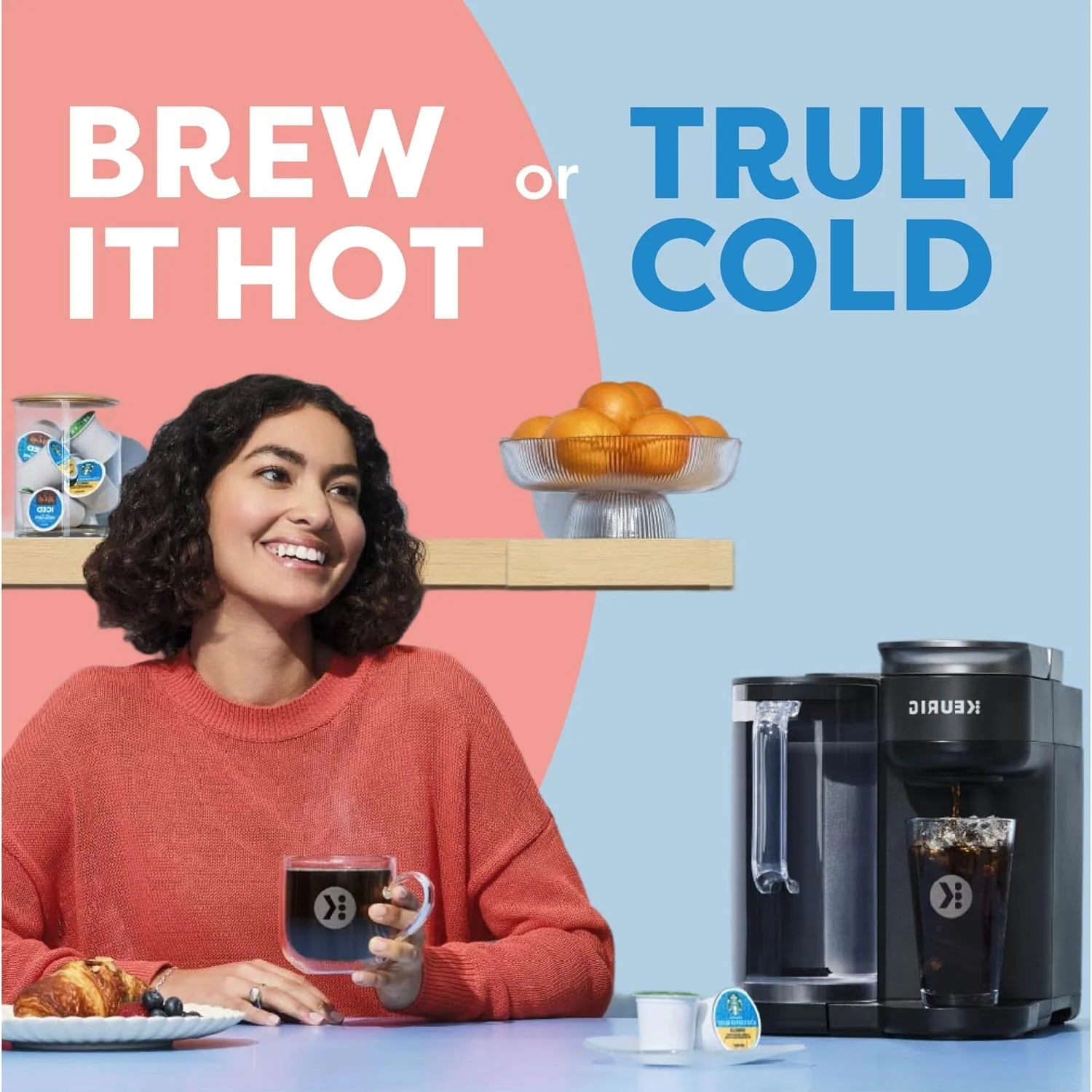 Keurig K-Brew+Chill Iced or Hot Single-Serve K-Cup Coffee Maker with MultiStream and QuickChill Technology, 70oz. Removable Reservoir