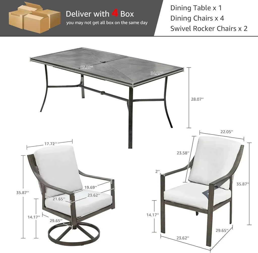 NATURAL EXPRESSIONS 5-Piece Outdoor Patio Dining Set 4pcs Patio Swivel Rocking Chairs