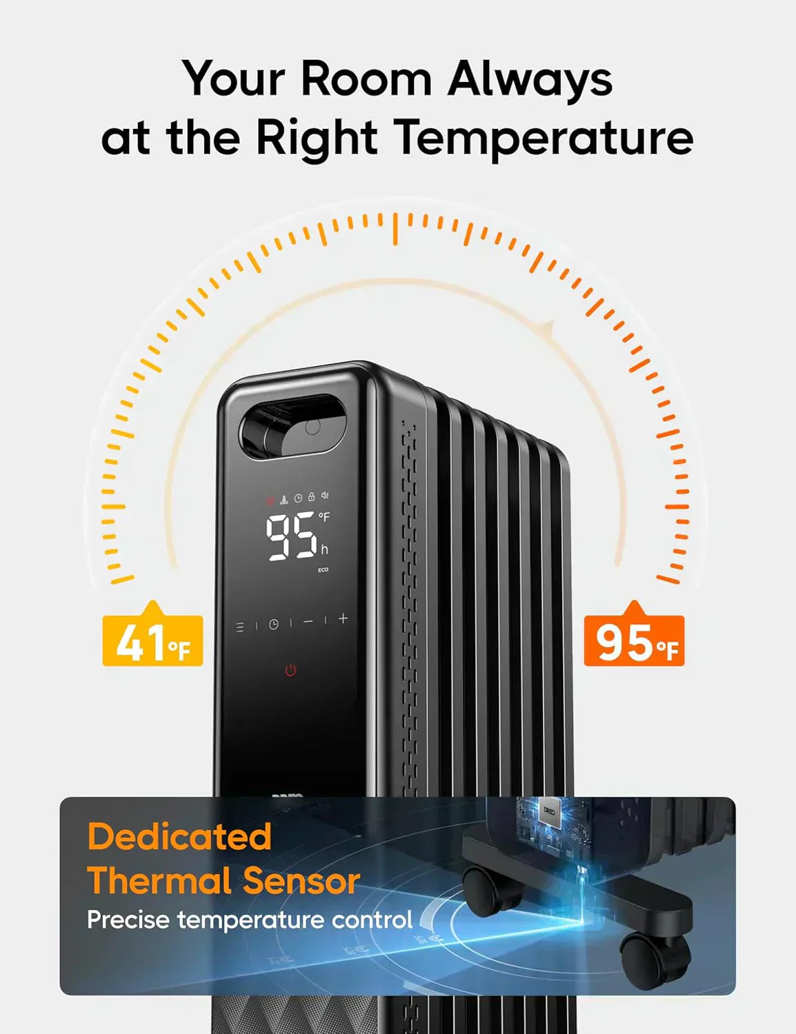 Indoor electric radiant heater with overheat and tip-over protection digital thermostat