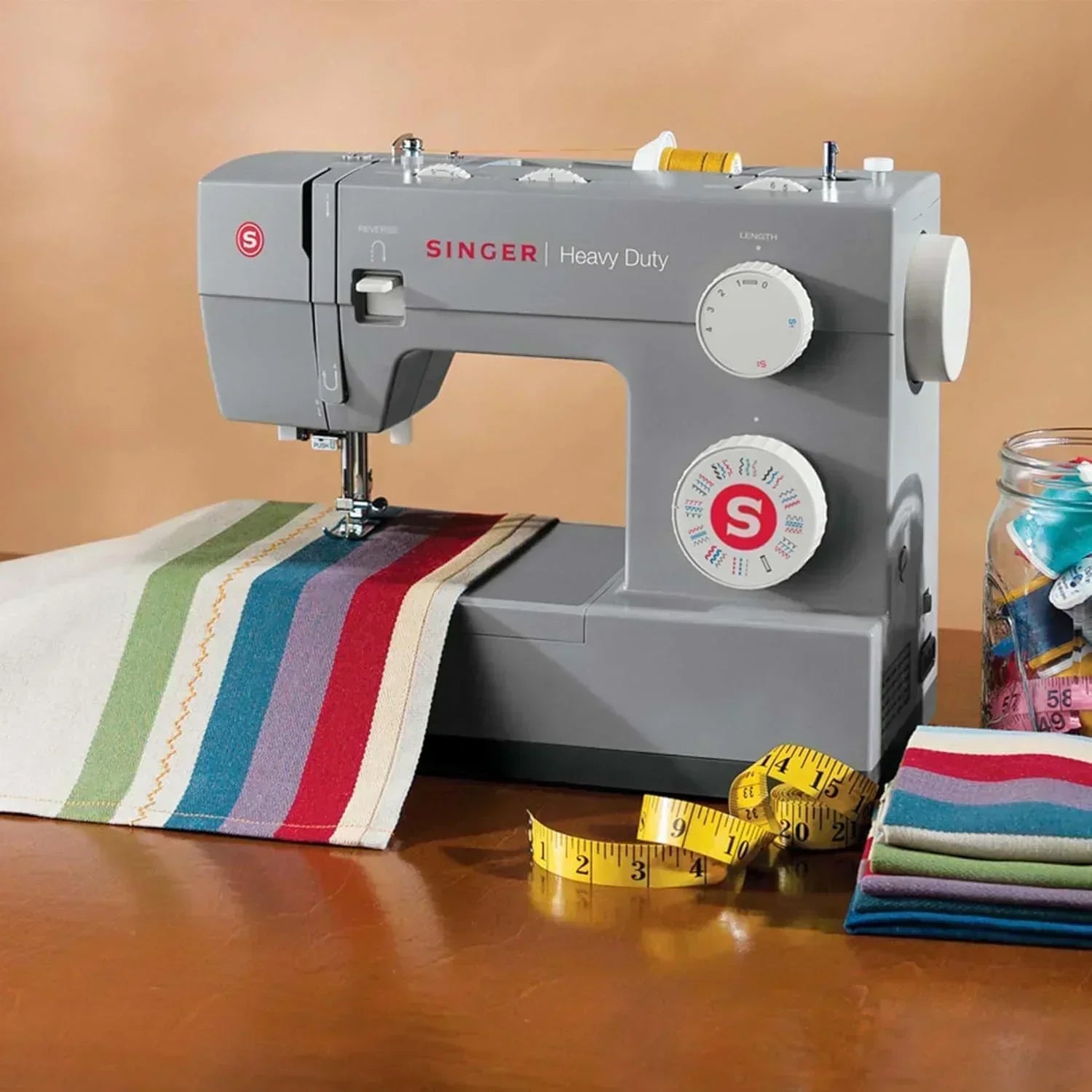 Heavy-Duty 4423 High-Speed Sewing Machine Includes Accessory Kit 97 Stitches One-Step Buttonhole