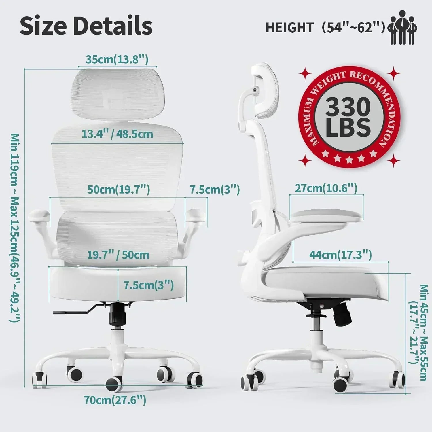 Office Chair Ergonomic Desk Chair 330 lbs Home Mesh Desk Chair Comfortable Gaming Chair