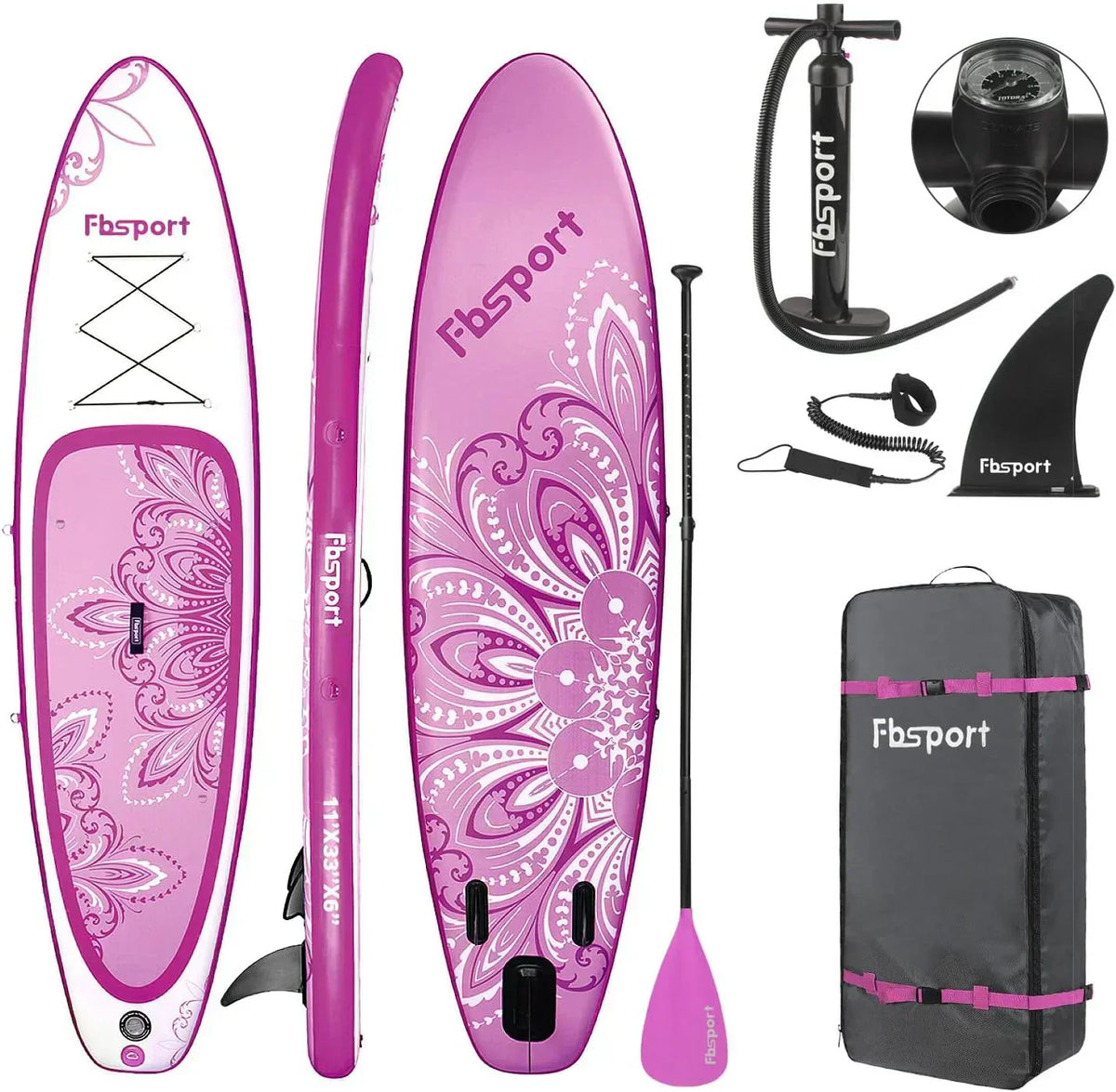 FBSPORT 11' Premium Stand Up Paddle Board Yoga Board with Durable SUP Accessories Carry Bag
