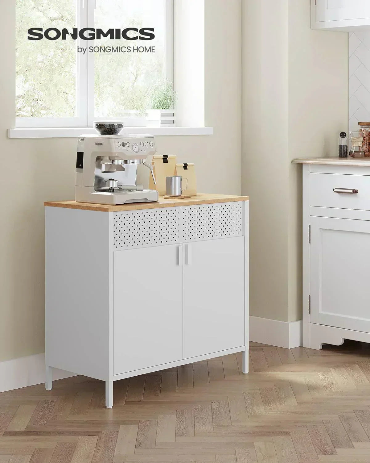 SONGMICS Storage Cabinet Metal Cabinet Sideboard with 2 Doors 15.7 x 31.5 x 29.9 inches