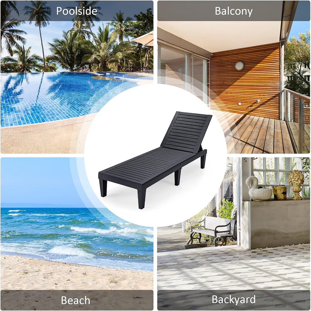 Outdoor Chaise Lounge Chair Lightweight Patio Lounge Recliner Chair with Adjustable Backrest