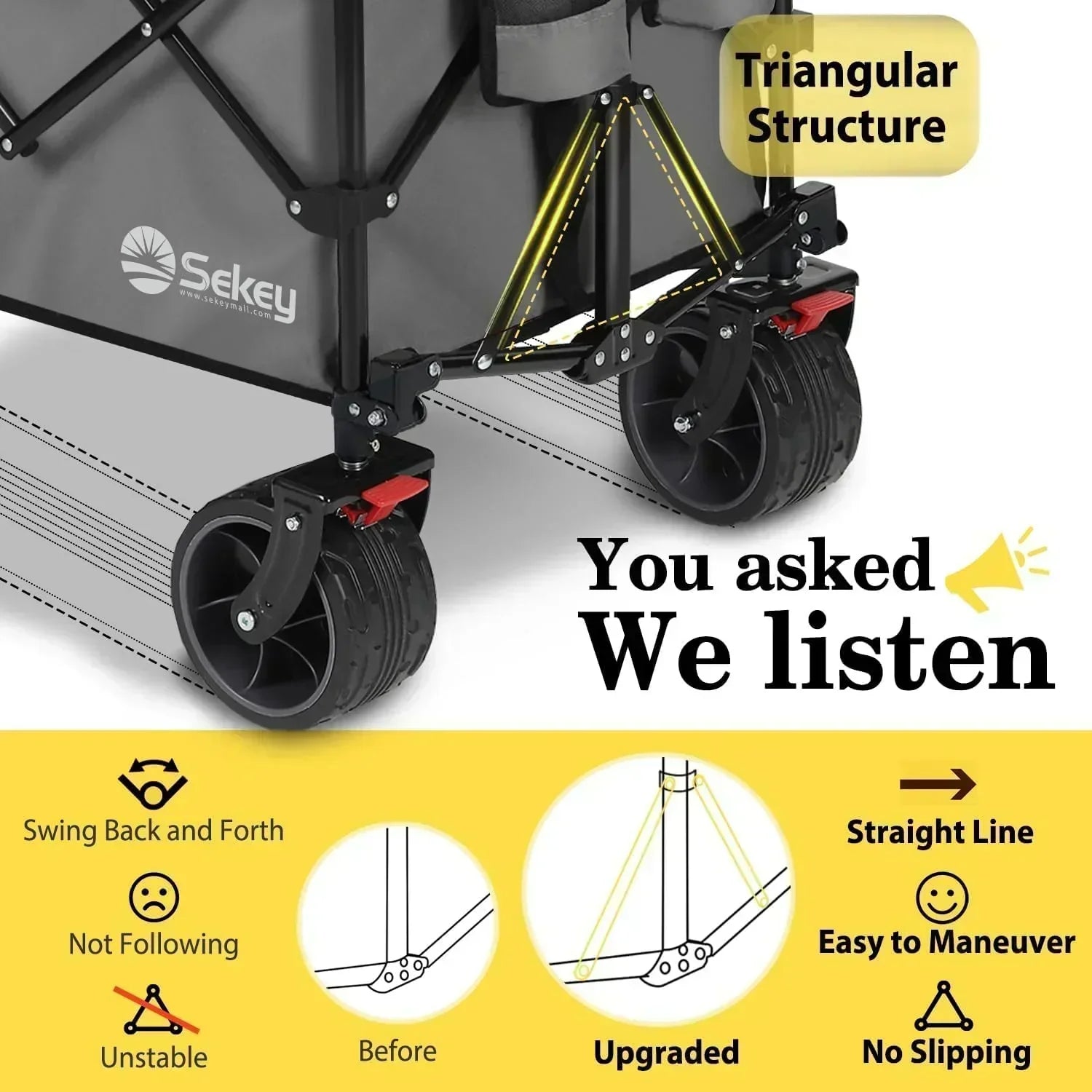 Sekey 48 Inch Long Foldable Extended Travel Cart 440 Lbs Folding Multi-Purpose Garden Cart