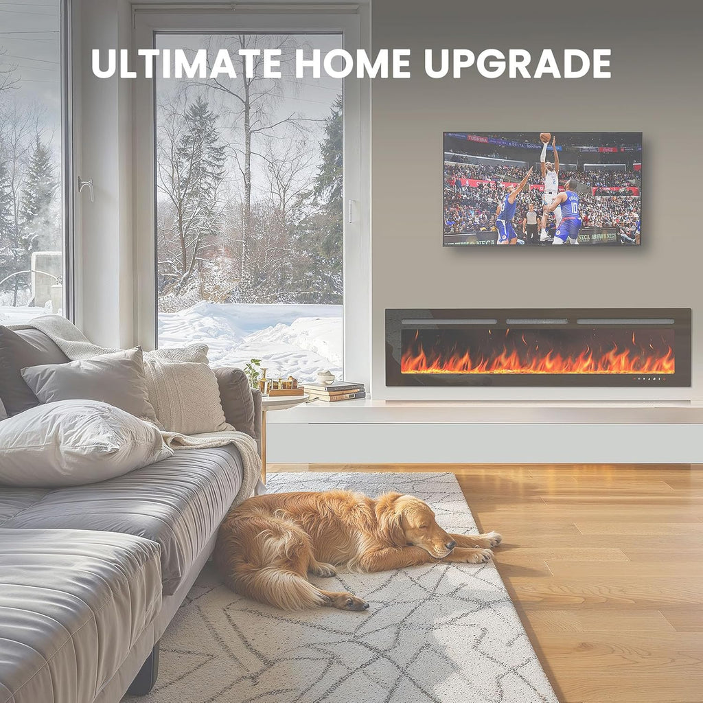 50 Smart Electric Fireplace 5300 BTU Heat Output, Ultra-Slim Wall-Mount or Built-In Electric Fireplace