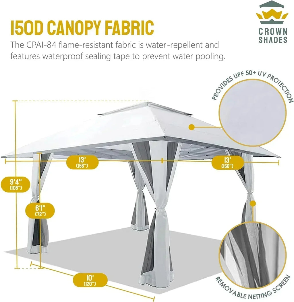 CROWN SHADES 13x13 Pop Up Gazebo Canopy Tent Gazebos on Clearance Outdoor Gazebo