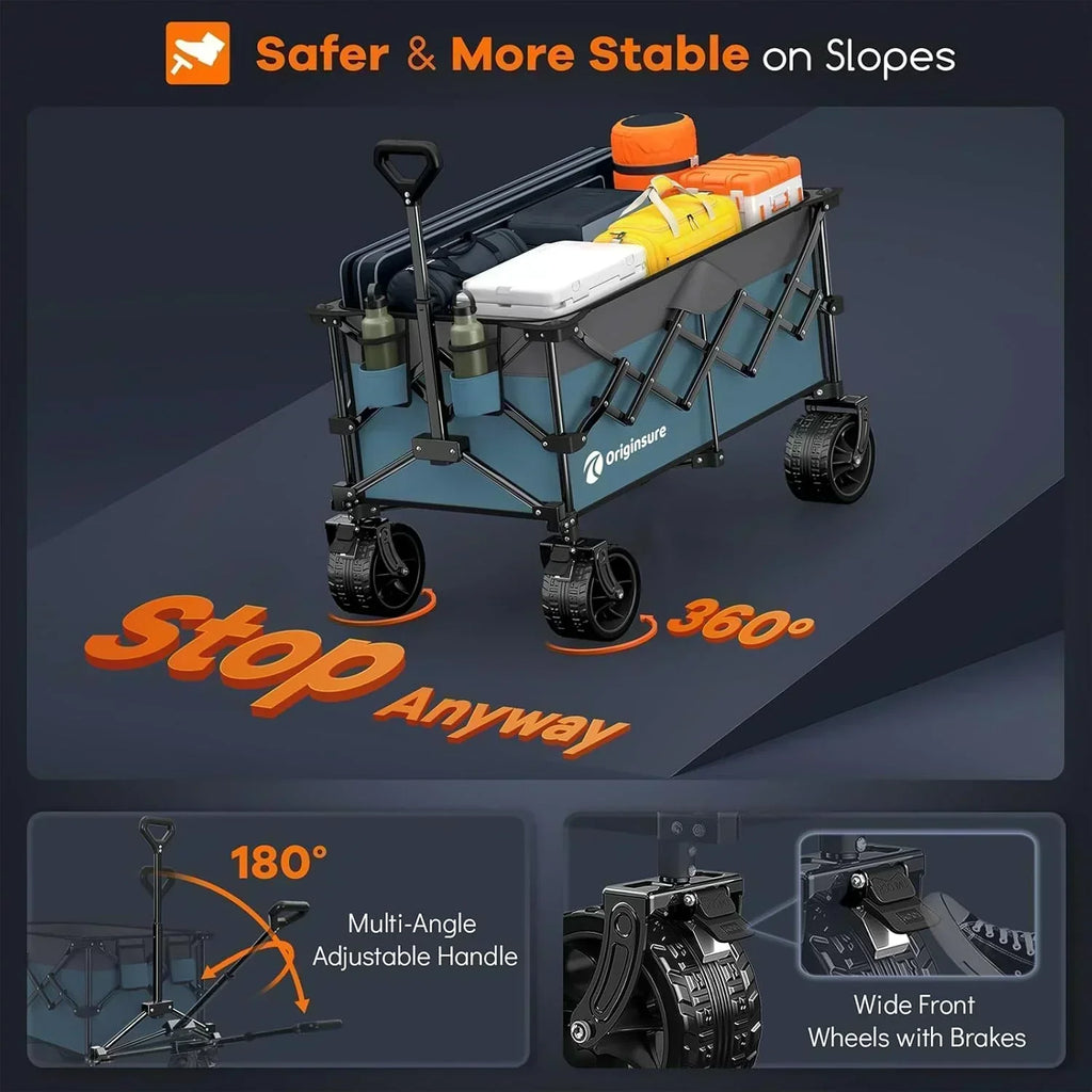 38 long foldable four-wheel stroller 460 lb capacity 220 liter folding beach stroller