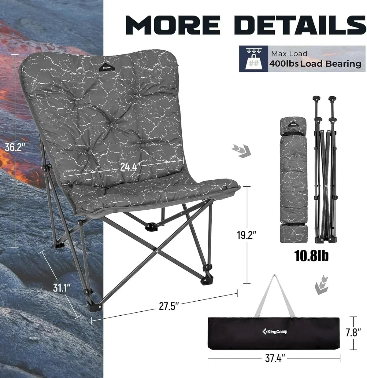 Butterfly chair extra large thick comfortable camping chair portable folding chair heavy duty seat