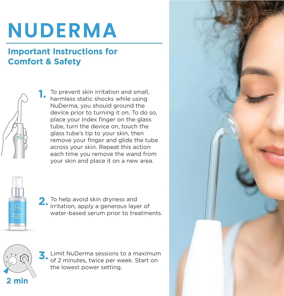 NuDerma Professional Skin Therapy Wand - Portable Skin Therapy Machine with 6 Neon