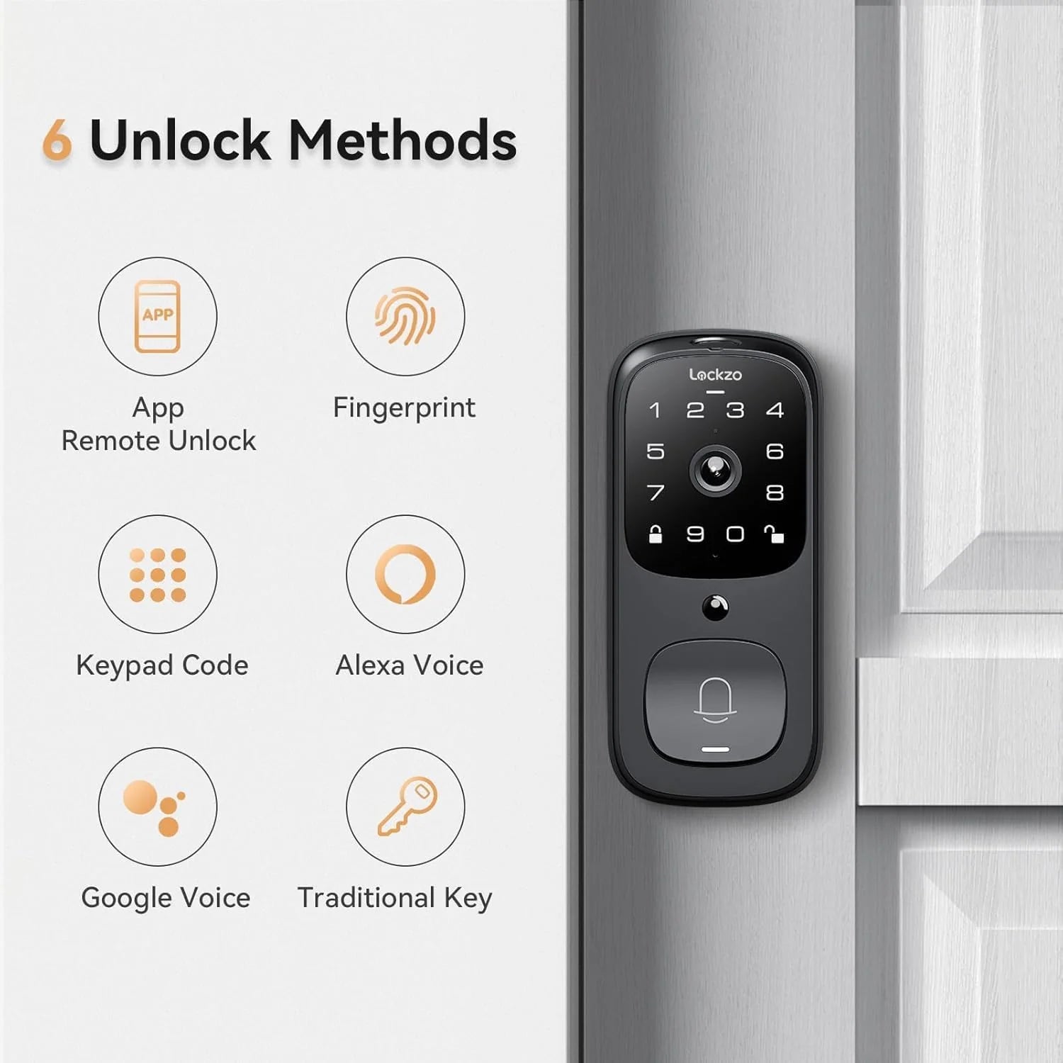 Video Smart Lock with Doorbell Keyless Entry Door Lock Built-in WiFi Camera Front Door Deadbolt Lock