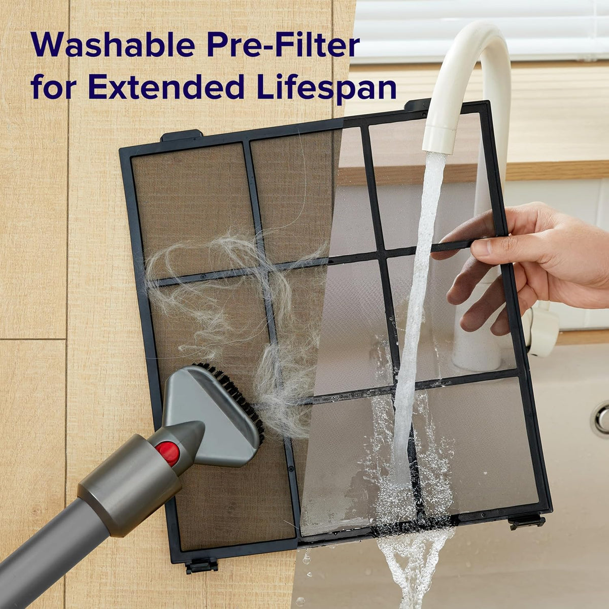 Large-room air purifier for home use with air quality monitor washable pre-filter