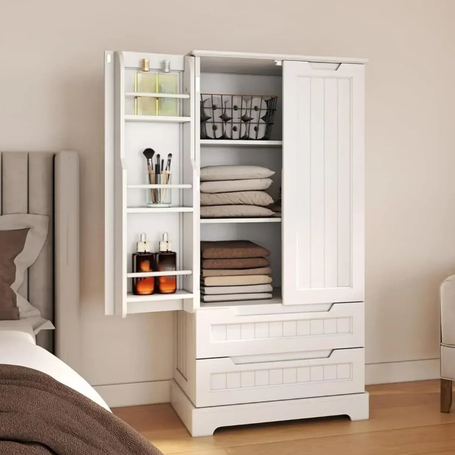 Gizoon Kitchen Pantry Cabinet with Drawers Freestanding Bathroom Storage Cabinet with Doors