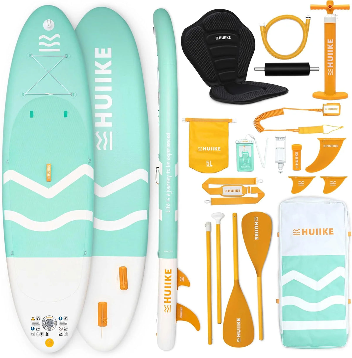 HUIIKE Inflatable Paddle Board for Adults with Accessories Included, Oar, Fins, Pump. Stand Up Paddleboard
