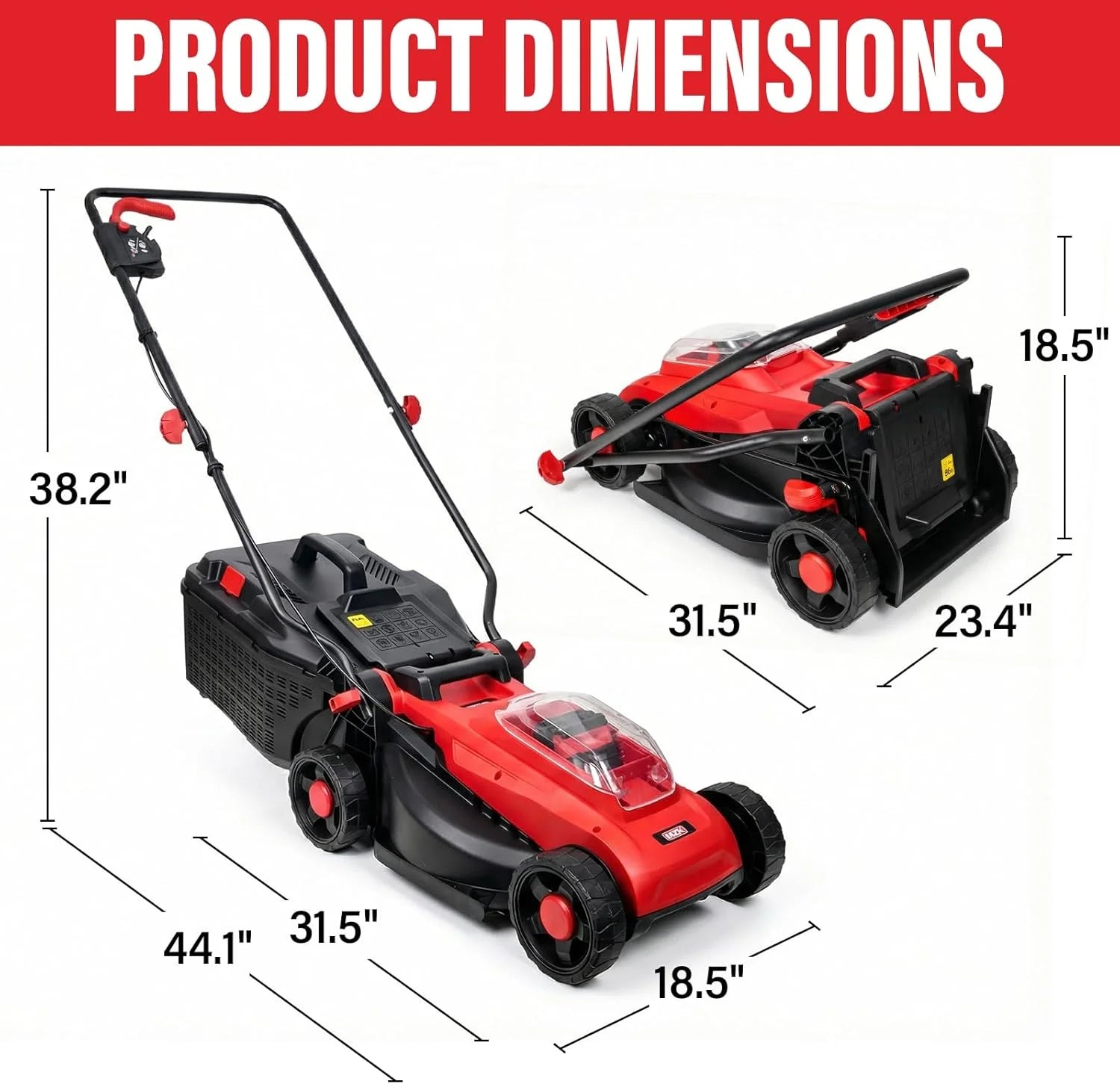 MZK 20V 13 Electric Lawn Mower, Brushless Cordless Lawn Mower with 4-Position Height