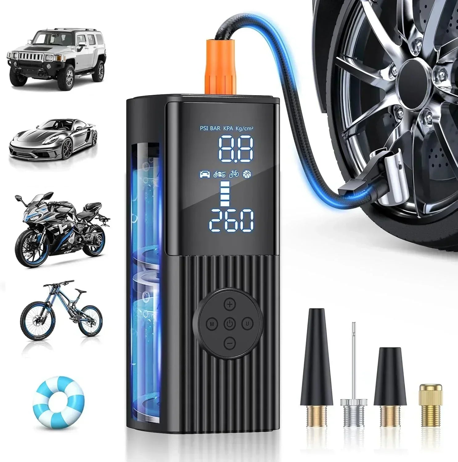 Tire Inflator Portable Air Compressor 180PSI Portable Air Compressor with with LED Light