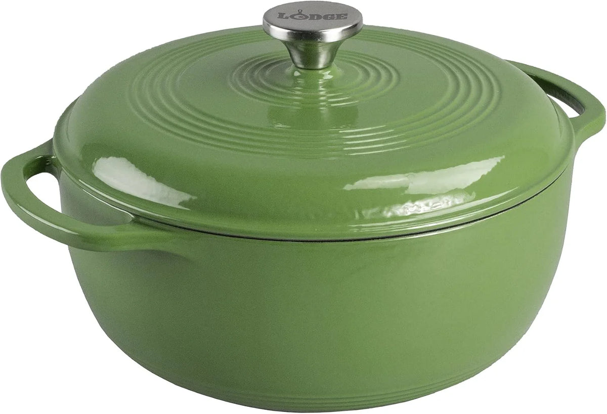 Lodge Essential Enamel Cast Iron Dutch Oven - Perfect for Bread Baking, Braising, Marinating & Slow Cooking - Features Moisture-Sealing Lid & Dual Handles - Kitchen Essentials - 6 Quarts - Caribbean Blue